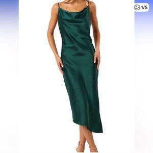 Nasty Gal Emerald Satin Cowl Dress